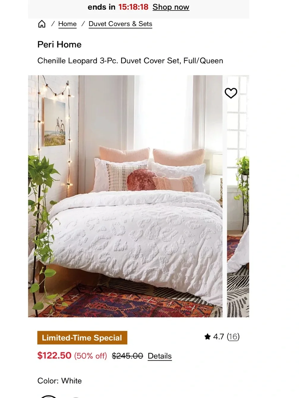 Peri Home 3pc Duvet & Shams Chenille Leopard Queen- Target